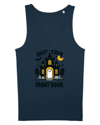 Shut your front door - cute yellow  ghost Navy