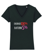 Energie 100%,Baterie  5% Tricou mânecă scurtă guler V Damă Evoker