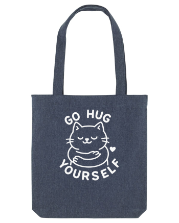 Go hug yourself - White cat style Midnight Blue