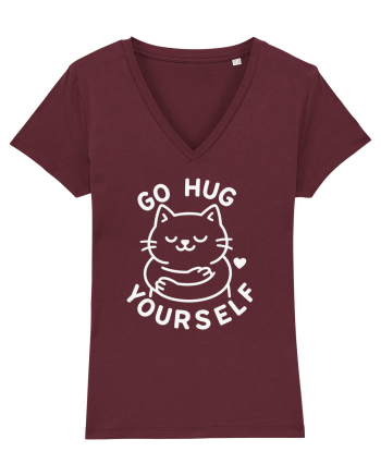 Go hug yourself - White cat style Burgundy