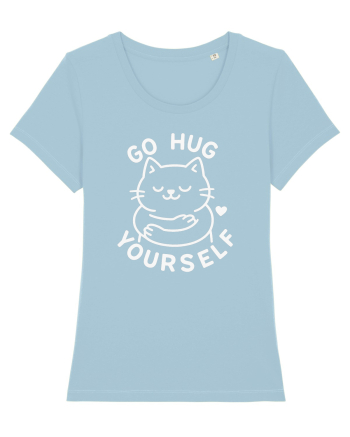 Go hug yourself - White cat style Sky Blue