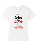 Coffee into Nursing Tricou mânecă scurtă guler V Bărbat Presenter