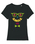 Nu uita să zâmbești azi Tricou mânecă scurtă guler larg fitted Damă Expresser