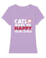 Cats make me happy Tricou mânecă scurtă guler larg fitted Damă Expresser