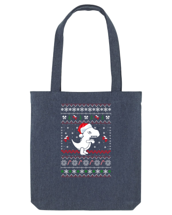 Funny Christmas T-rex Midnight Blue