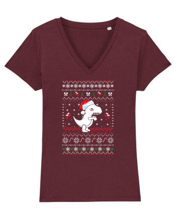 Funny Christmas T-rex Burgundy