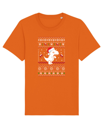 Funny Christmas T-rex Bright Orange
