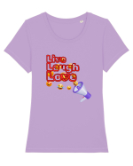 Live.Laugh.love Tricou mânecă scurtă guler larg fitted Damă Expresser