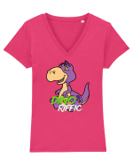Dinorific  Tricou mânecă scurtă guler V Damă Evoker
