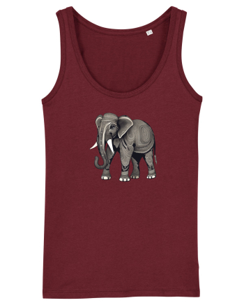 ELEFANT 3 -  INDIAN -  TRIBAL Burgundy