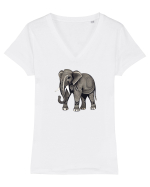 ELEFANT 3 -  INDIAN -  TRIBAL Tricou mânecă scurtă guler V Damă Evoker