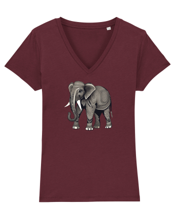 ELEFANT 3 -  INDIAN -  TRIBAL Burgundy