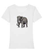 ELEFANT 3 -  INDIAN -  TRIBAL Tricou mânecă scurtă guler larg fitted Damă Expresser
