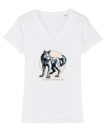 LUP 4 - IN SALBATICIE STA PASTRAREA LUMII Tricou mânecă scurtă guler V Damă Evoker