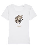 LUP 5 -  NU M-AM SCHIMBAT, M-AM TREZIT! Tricou mânecă scurtă guler larg fitted Damă Expresser