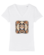 PISICA Art Deco  Tricou mânecă scurtă guler V Damă Evoker