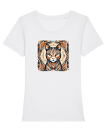PISICA Art Deco  Tricou mânecă scurtă guler larg fitted Damă Expresser