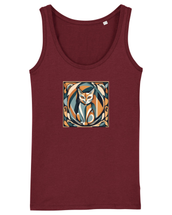 PISICA Arta Geometrica - Cubism 2 Burgundy