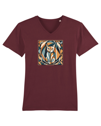 PISICA Arta Geometrica - Cubism 2 Burgundy