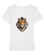 TIGRU - SIMBOL PUTERE   Tricou mânecă scurtă guler larg fitted Damă Expresser