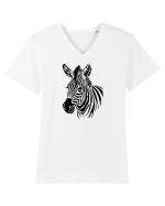 ZEBRA monocrom - alb / negru Tricou mânecă scurtă guler V Bărbat Presenter