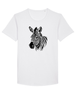 ZEBRA monocrom - alb / negru Tricou mânecă scurtă guler larg Bărbat Skater