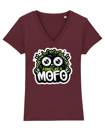 Fomo like a Mofo - Fluffy lgreen monster Burgundy