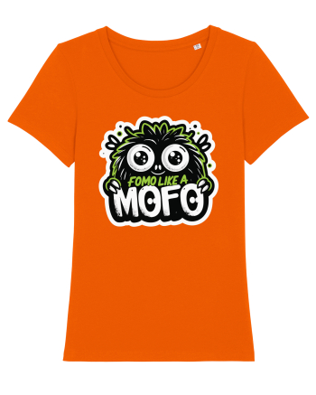 Fomo like a Mofo - Fluffy lgreen monster Bright Orange