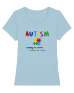 AUTISM   Tricou mânecă scurtă guler larg fitted Damă Expresser