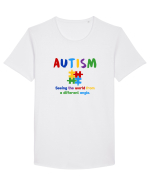 AUTISM   Tricou mânecă scurtă guler larg Bărbat Skater