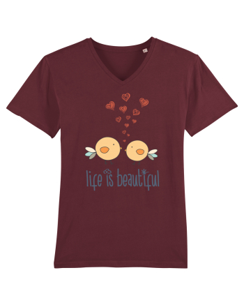 Două păsărele Burgundy