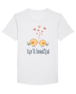 Două păsărele Tricou mânecă scurtă guler larg Bărbat Skater