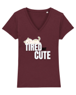 Tired but cute  Tricou mânecă scurtă guler V Damă Evoker