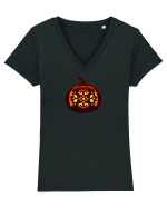 DOVLEAC - MOTIVE TRADITIONALE ROMANESTI Tricou mânecă scurtă guler V Damă Evoker