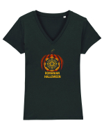 ROMANIAN HALLOWEEN - HALLOWEEN ROMANESC Tricou mânecă scurtă guler V Damă Evoker