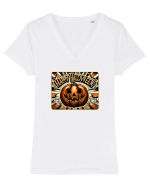 HAPPY HALLOWEEN - DOVLEAC & LUNA & LILIECI Tricou mânecă scurtă guler V Damă Evoker