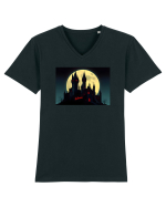 HALLOWEEN AT DRACULA`S CASTLE Tricou mânecă scurtă guler V Bărbat Presenter