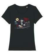 HALLOWEEN -  DRACULA DJ  & LUPI URLAND  & SCHELET Tricou mânecă scurtă guler larg fitted Damă Expresser