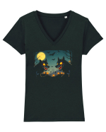 LUPI - LUNA -  LILIECI  - AMUZANT Tricou mânecă scurtă guler V Damă Evoker
