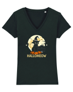 PISICA - HALLOMEOW Tricou mânecă scurtă guler V Damă Evoker
