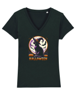 PISICA - HALLOWEEN Tricou mânecă scurtă guler V Damă Evoker