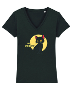 PISICA - ME, SPOOKY? Tricou mânecă scurtă guler V Damă Evoker