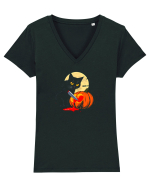 PISICA NEAGRA - WHAT? Tricou mânecă scurtă guler V Damă Evoker