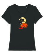 PISICA NEAGRA - WHAT? Tricou mânecă scurtă guler larg fitted Damă Expresser