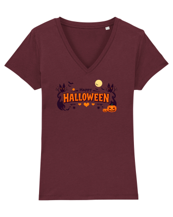 HAPPY HALLOWEEN - inimioare, casute, dovleci, luna plina Burgundy