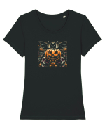 HALLOWEEN - PISICA - LILIAC - CRANII DIA DE LOS MUERTOS STYLE Tricou mânecă scurtă guler larg fitted Damă Expresser
