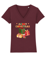 Merry Christmas  Tricou mânecă scurtă guler V Damă Evoker