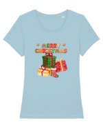 Merry Christmas  Tricou mânecă scurtă guler larg fitted Damă Expresser
