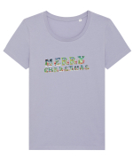 Merry Christmas  Tricou mânecă scurtă guler larg fitted Damă Expresser