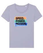 Speed. Power.  Passion.  Tricou mânecă scurtă guler larg fitted Damă Expresser